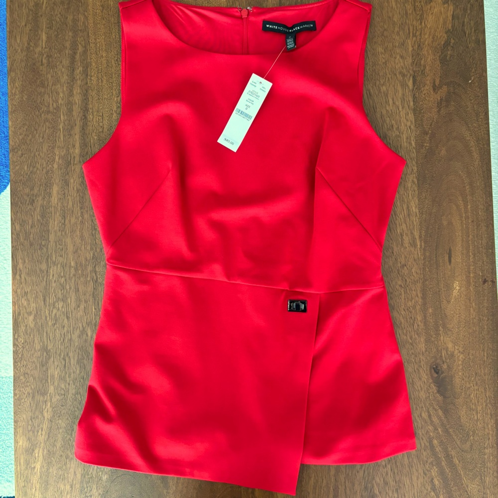 Red Bodice Shell with Hardware White House Black Market